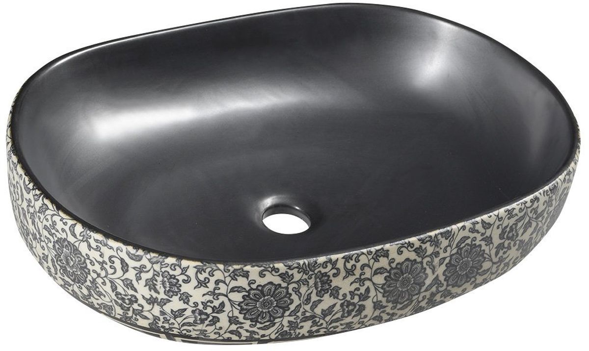 Sapho Priori Waschbecken 60x40 cm oval Aufsatzwaschbecken schwarz-blau PI026