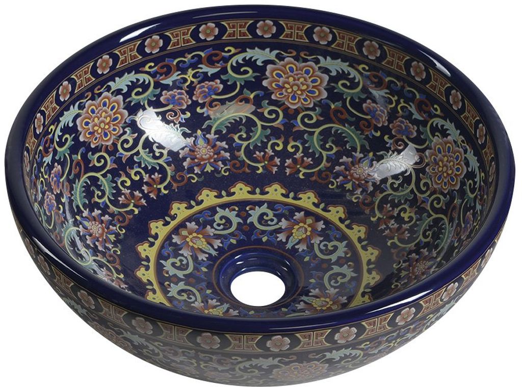 Sapho Priori Waschbecken 41x41 cm rund Aufsatzwaschbecken blau PI022