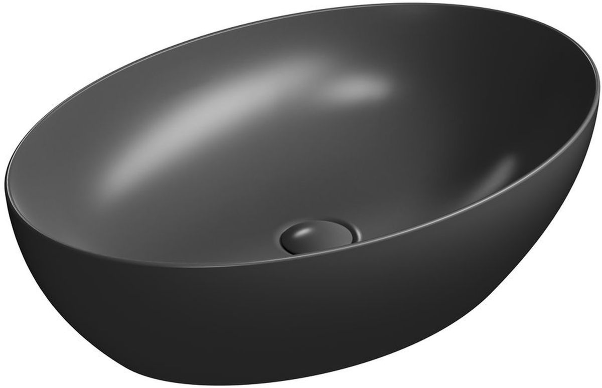 GSI Pura Waschbecken 60x42 cm oval Aufsatzwaschbecken schwarz 884226