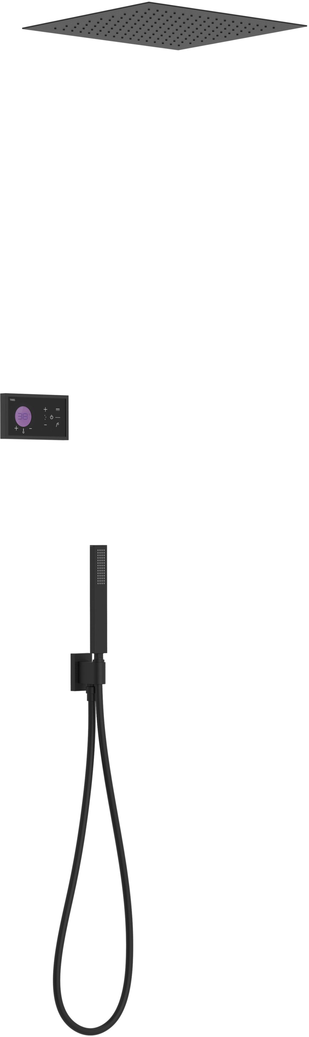 Tres Shower Technology Duschset Unterputz mit Thermostat mit Regenbrause schwarz 09288552NM