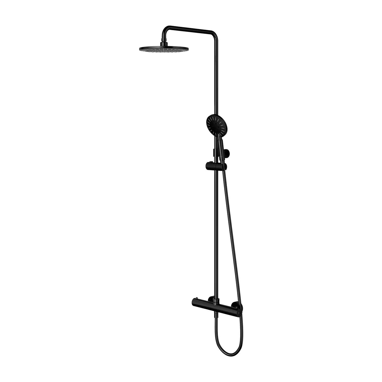 Omnires Y Badewannen- und Duschset Wandmontage mit Thermostat mit Regenbrause schwarz Y1244NBL