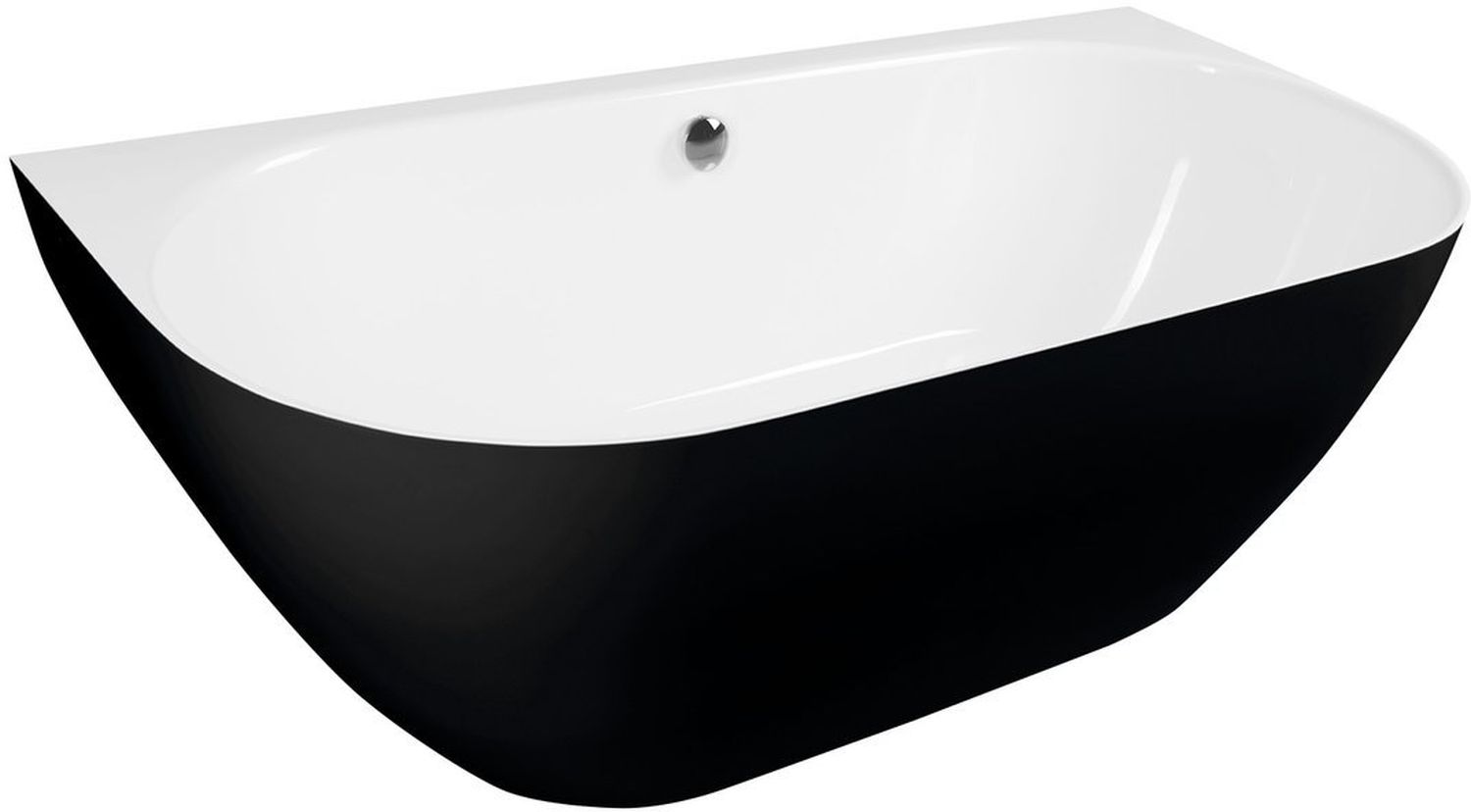 Polysan Pagoda Wandmontierte Badewanne 170x85 cm oval weiß-schwarz-zweifarbig 10281