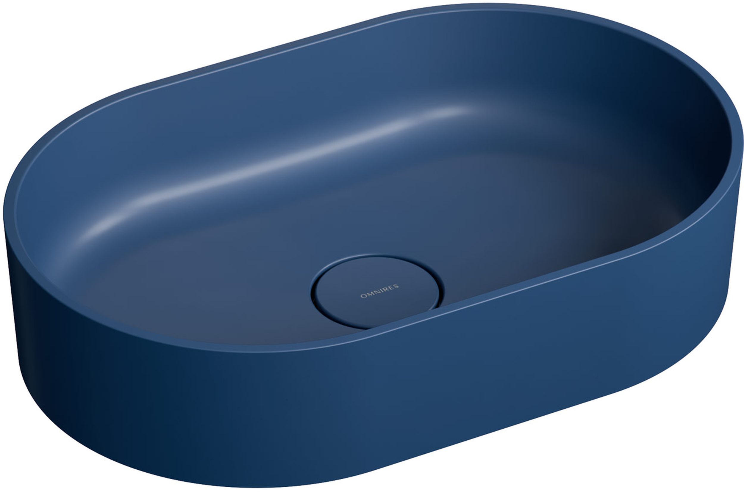 Omnires Ovo M+ Waschbecken 55x36 cm oval Aufsatzwaschbecken blau OVOUNMB