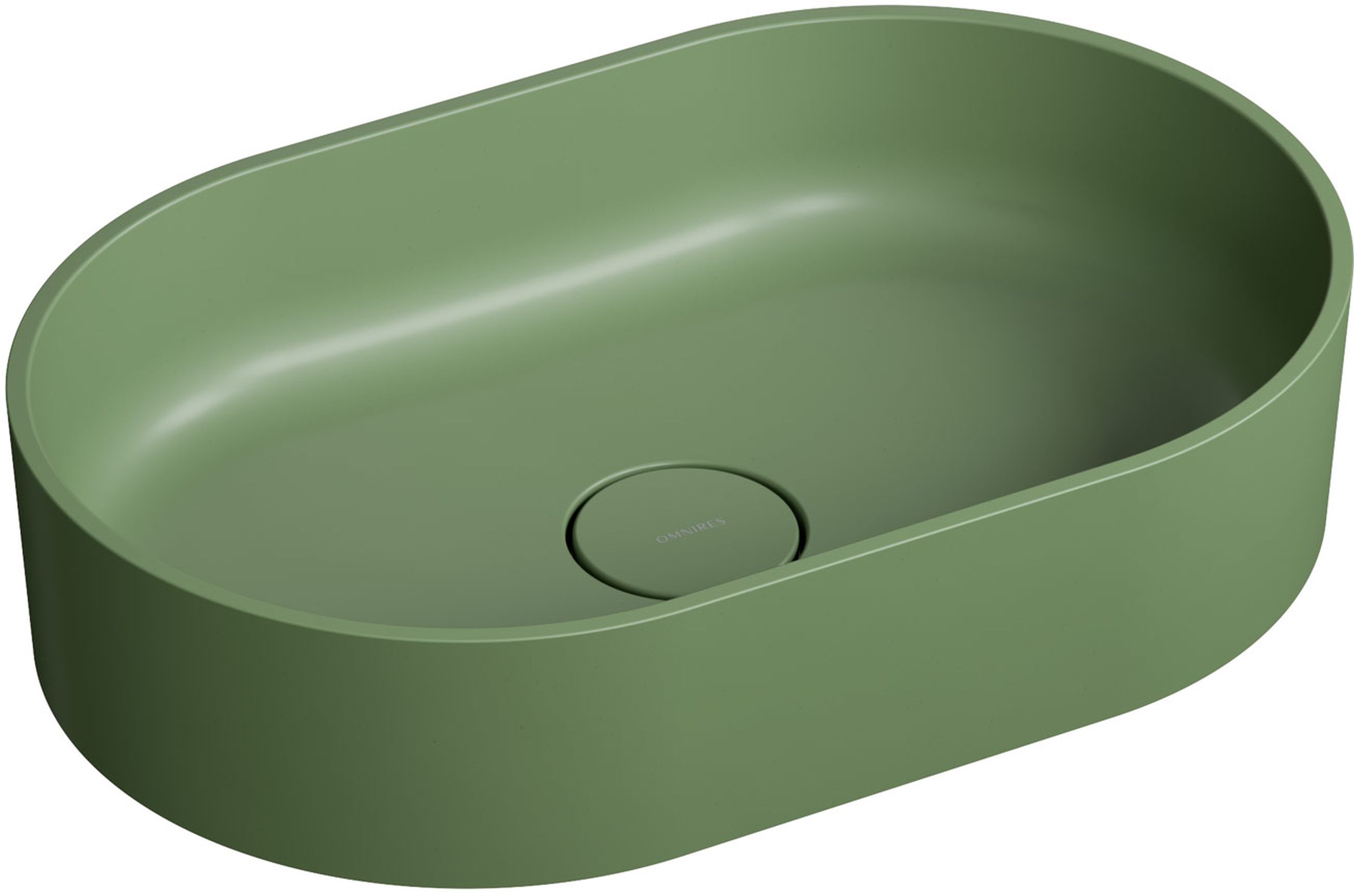 Omnires Ovo M+ Waschbecken 55x36 cm oval Aufsatzwaschbecken grün OVOUNOL