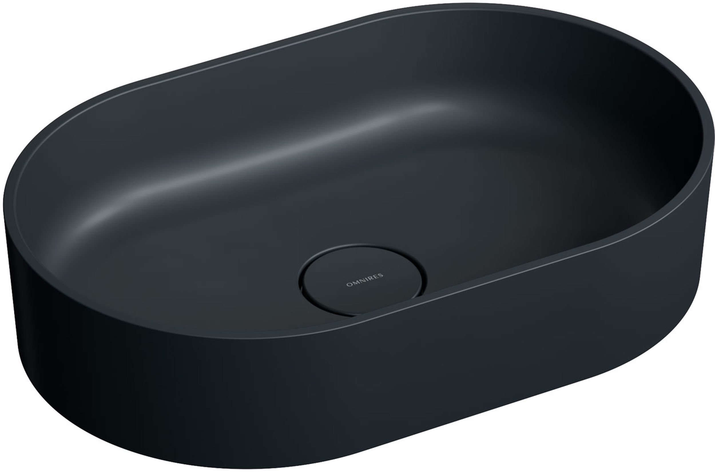 Omnires Ovo M+ Waschbecken 55x36 cm oval Aufsatzwaschbecken schwarz OVOUNBLV