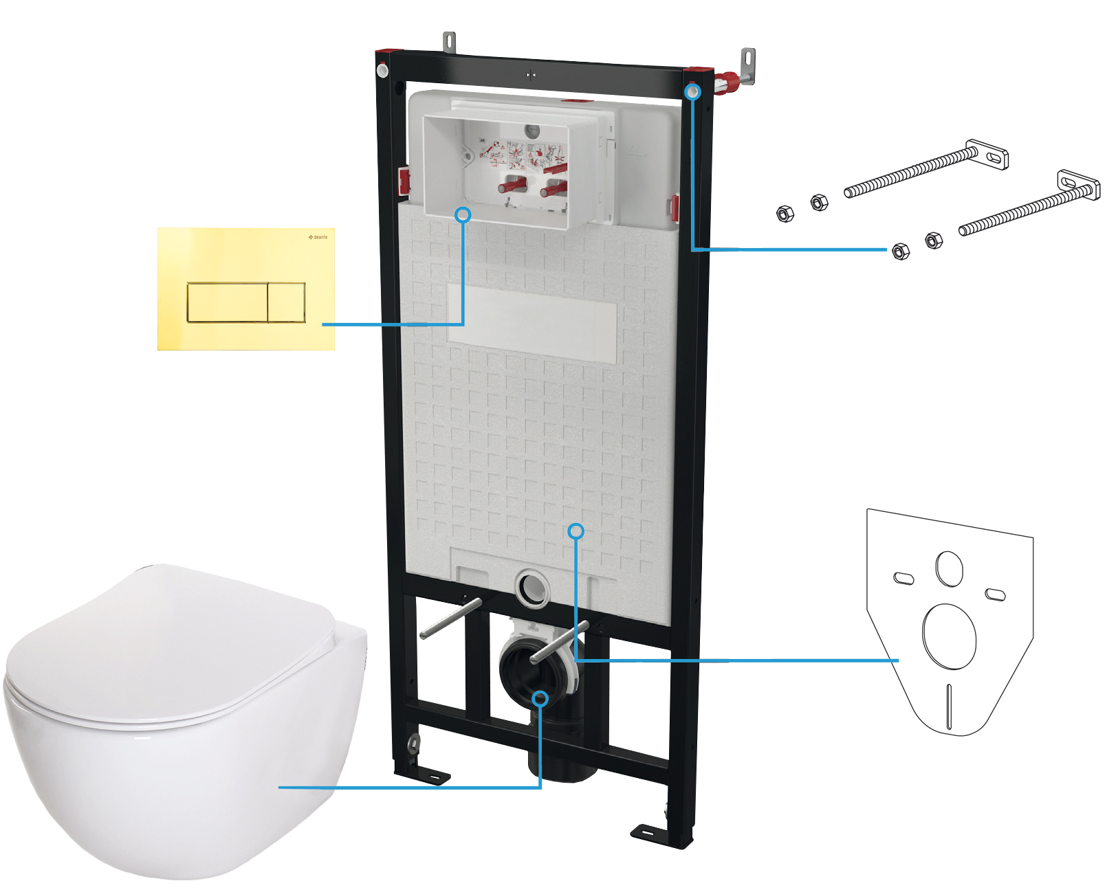 Deante Peonia set bestehend aus einer schüssel mit brett und einem rahmen mit knopf CDEZ6ZPW