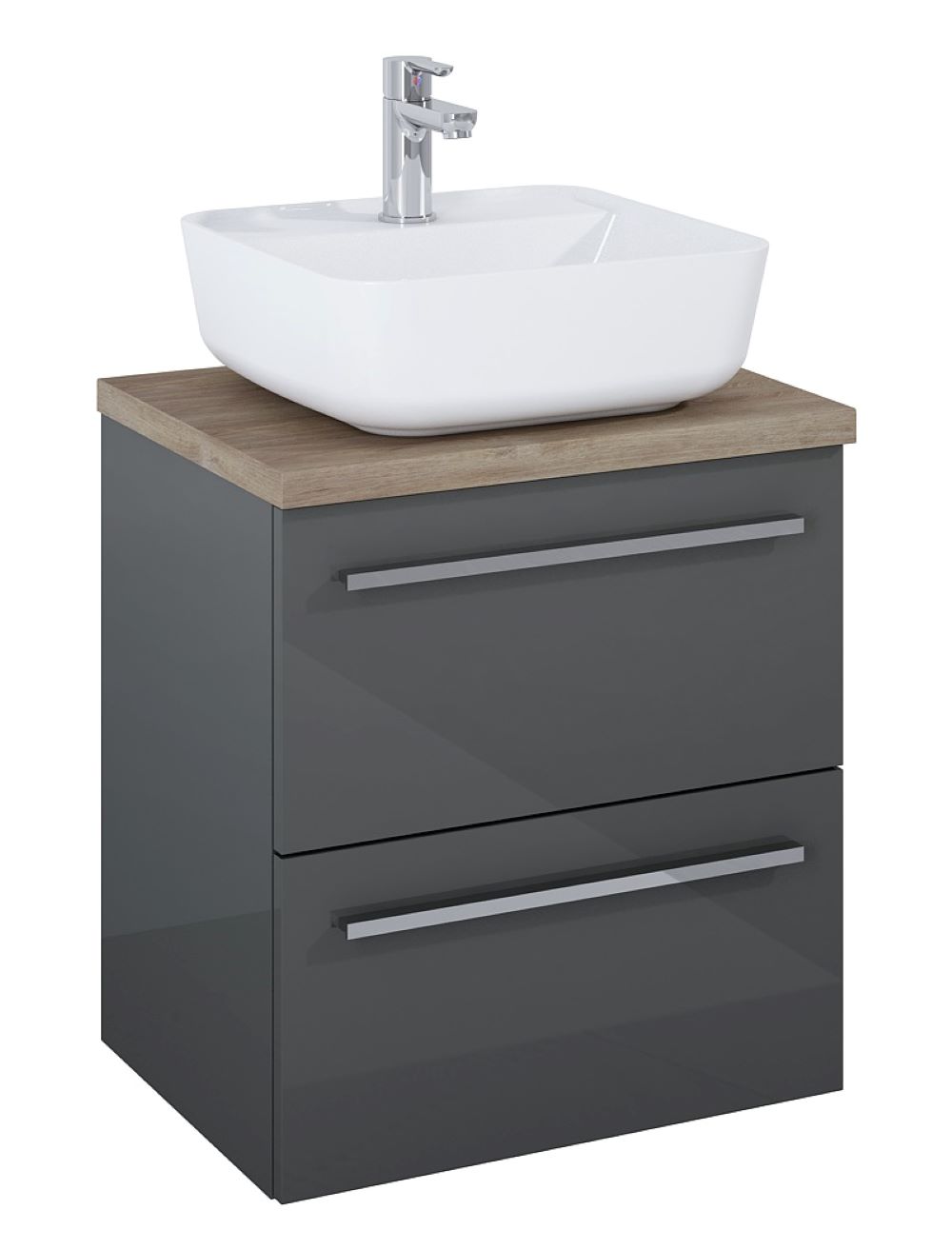 Elita Kwadro Plus Waschbecken mit Unterschrank und Arbeitsplatte 50.4 cm anthrazit 168445