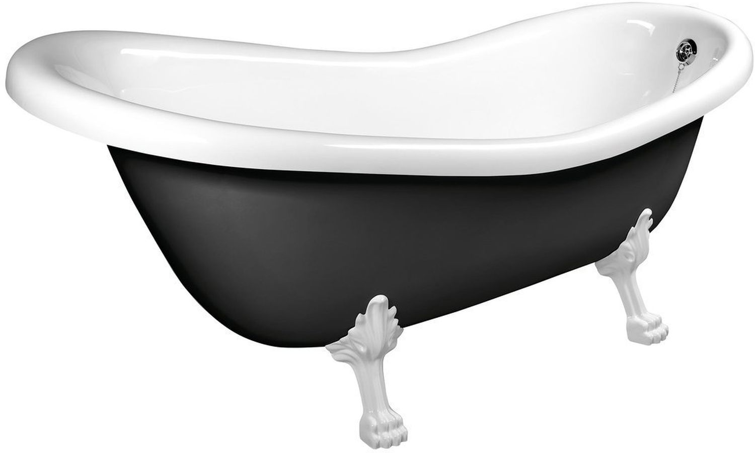 Polysan Retro Freistehende Badewanne 158x73 cm oval weiß-schwarz 72971