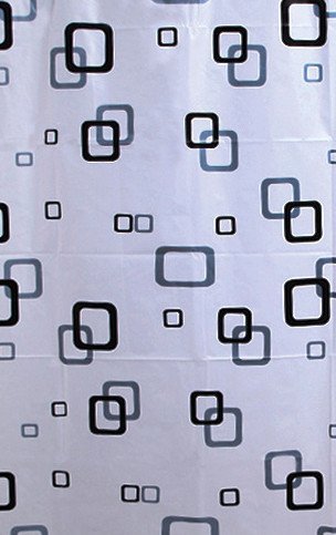 Aqualine Duschvorhang 180x180 cm weiß-schwarz-blau ZV010