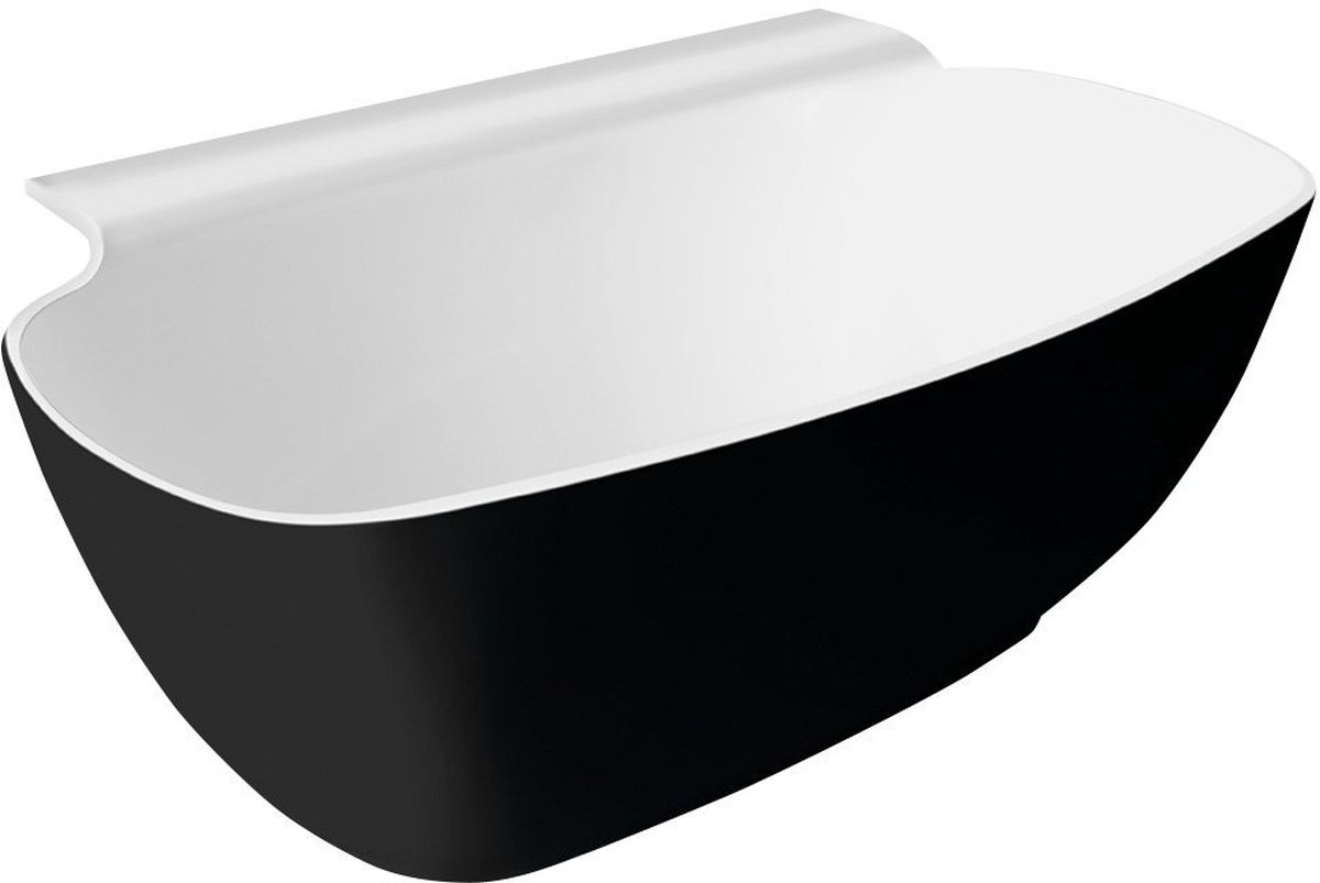 Polysan Nigra Wandmontierte Badewanne 158x80 cm oval weiß-schwarz-zweifarbig 72975