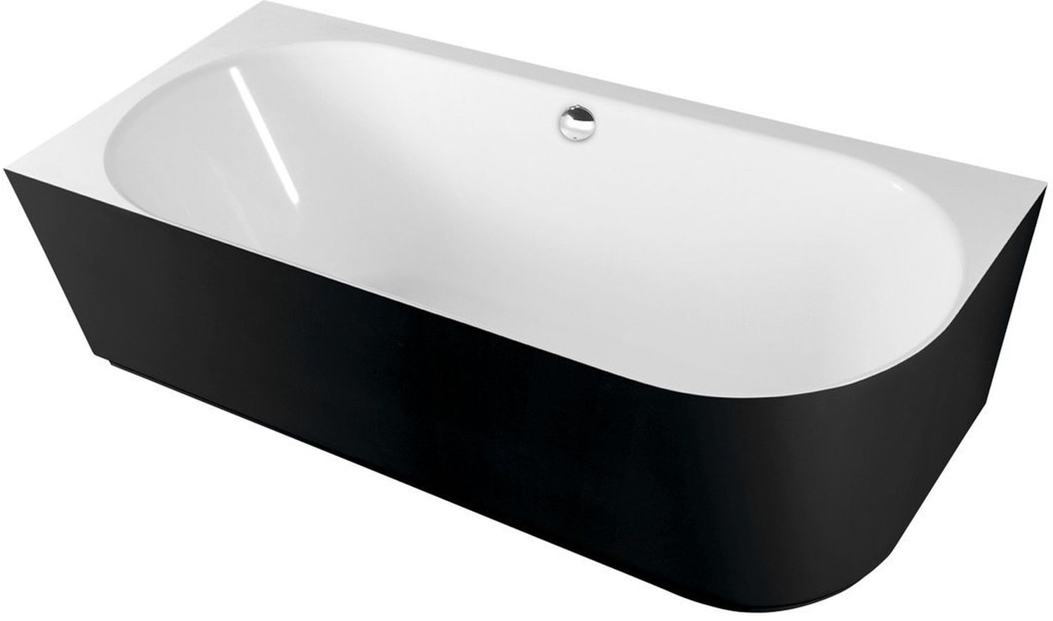 Polysan Sussi Wandmontierte Badewanne 160x70 cm oval weiß-schwarz-zweifarbig 80219L