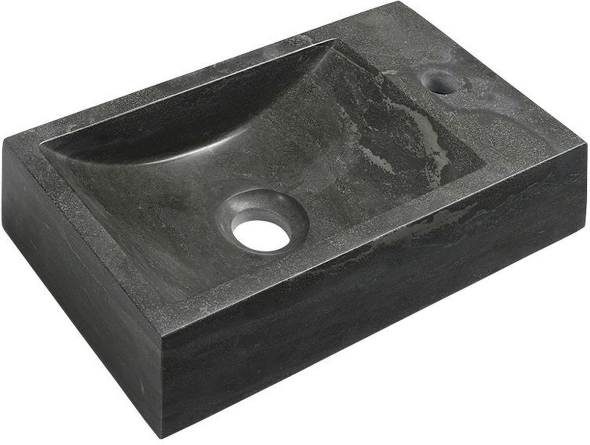 Sapho Blok Waschbecken 40x22 cm rechteckig Klassisch-Aufsatzwaschbecken schwarz-anthrazit 2401-28