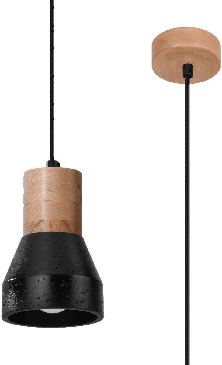 Sollux Lighting Qubic Pendelleuchte 1x60 W schwarz-holz SL.0963