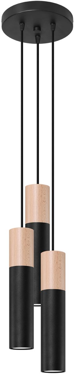Sollux Lighting Pablo Pendelleuchte 3x40 W schwarz-holz SL.1014