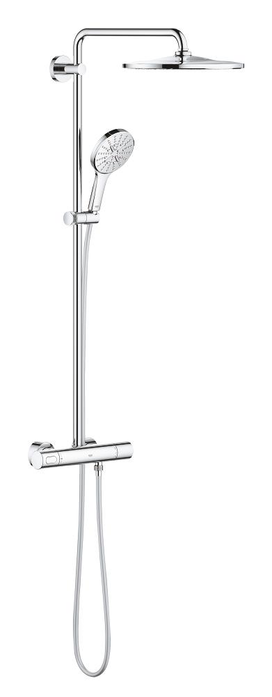 Grohe Rainshower Duschset Wandmontage mit Thermostat mit Regenbrause StarLight Chrom 26647000