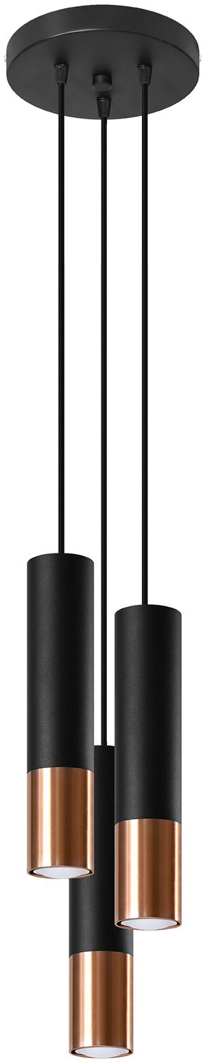Sollux Lighting Loopez Pendelleuchte 3x40 W schwarz-kupfer SL.0949