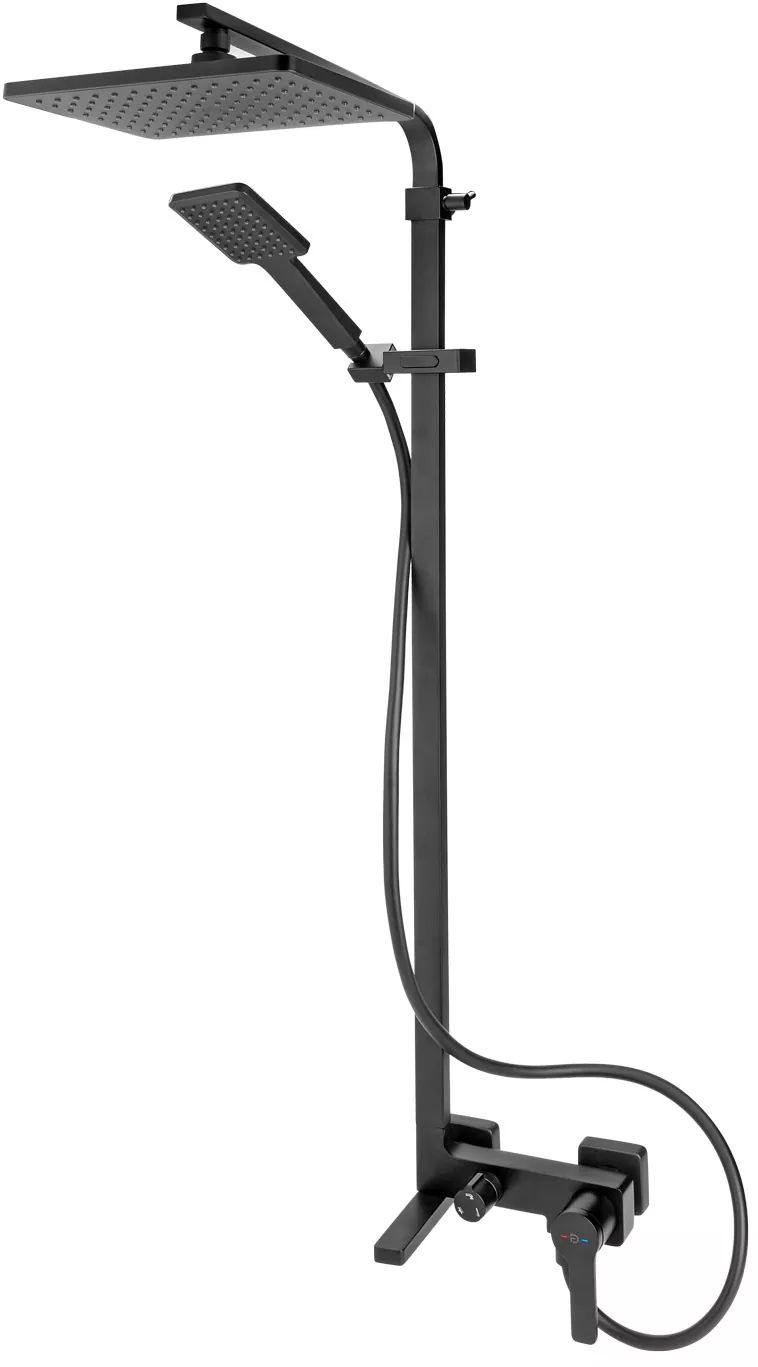 FDesign Origio Duschset Wandmontage mit Regenbrause schwarz FD5-ORG-7U-22