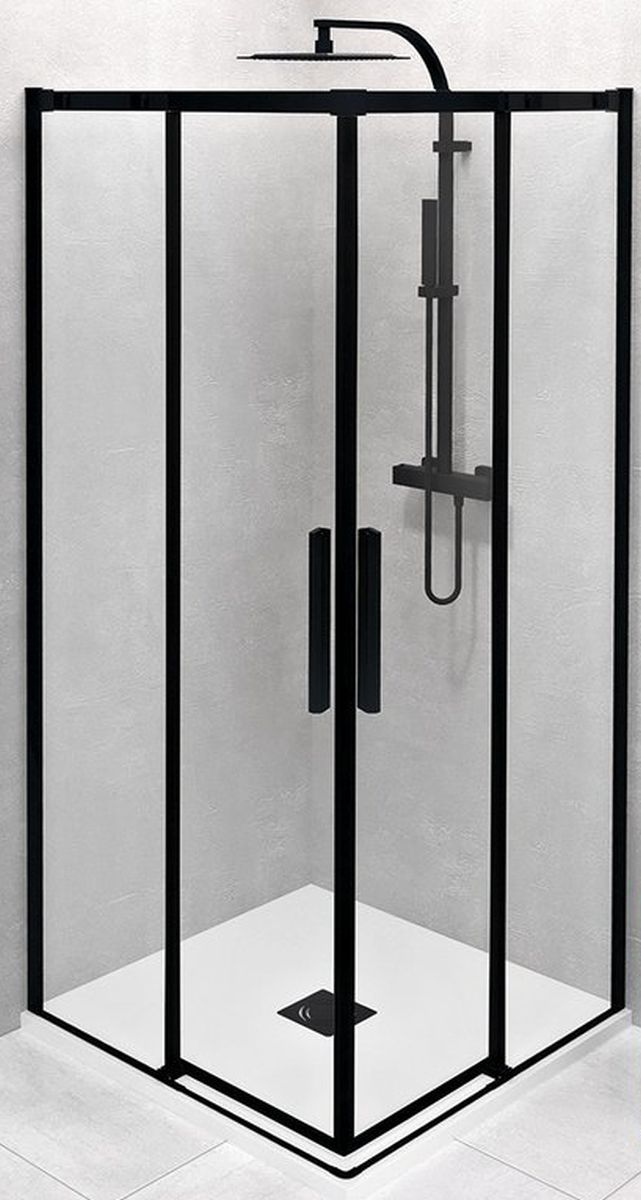 Polysan Altis Line Dusche 90x90 cm quadratisch schwarz Matte/durchsichtiges Glas AL1592B