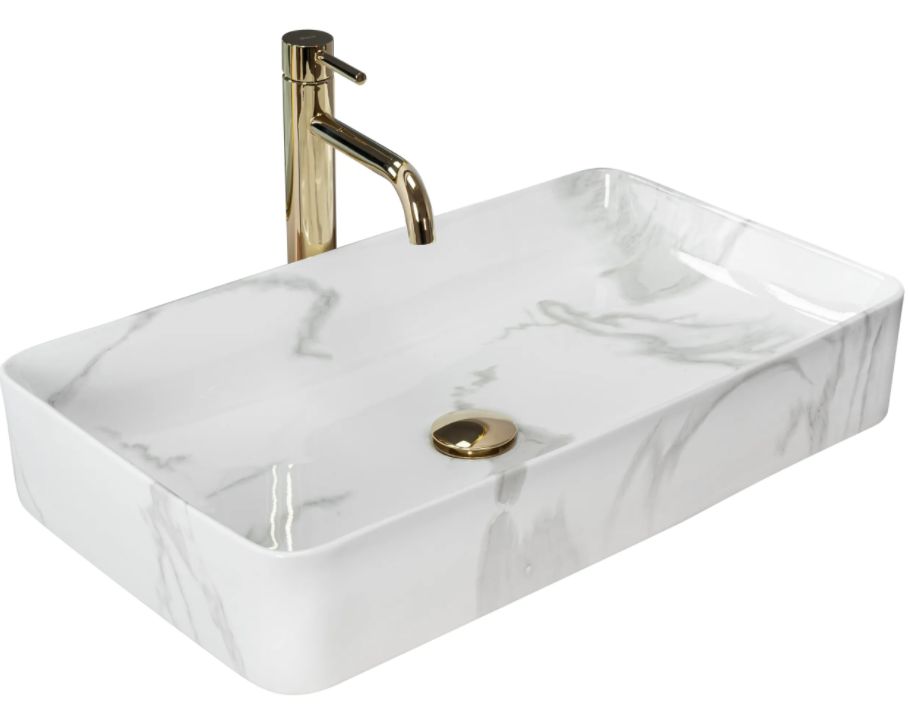 Rea Denis Waschbecken 61.5x35 cm rechteckig Aufsatzwaschbecken REA-U5896