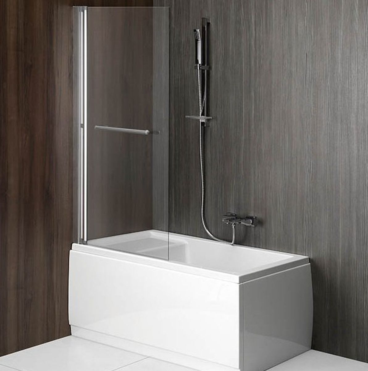 Polysan Rioni Badewannenabtrennung 71 cm einteilig silber Glanz/durchsichtiges Glas 72915