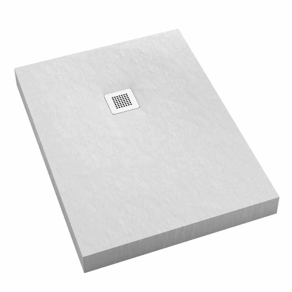 Schedpol New Horizons White Stone Rechteckige Duschwanne + Abdeckung 100x90 cm weiß 3.3315/B/ST-M2