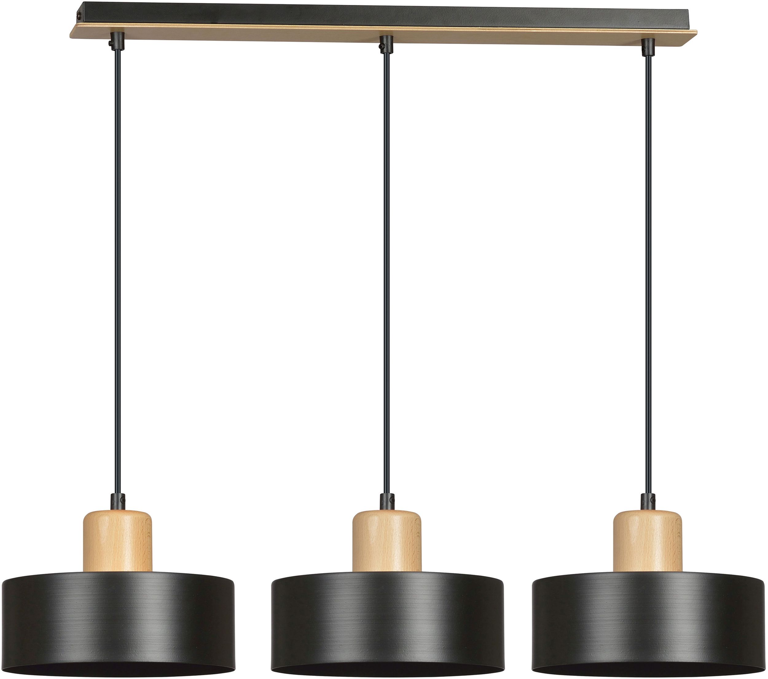 Emibig Torin Pendelleuchte 3x15 W schwarz-holz 1046/3