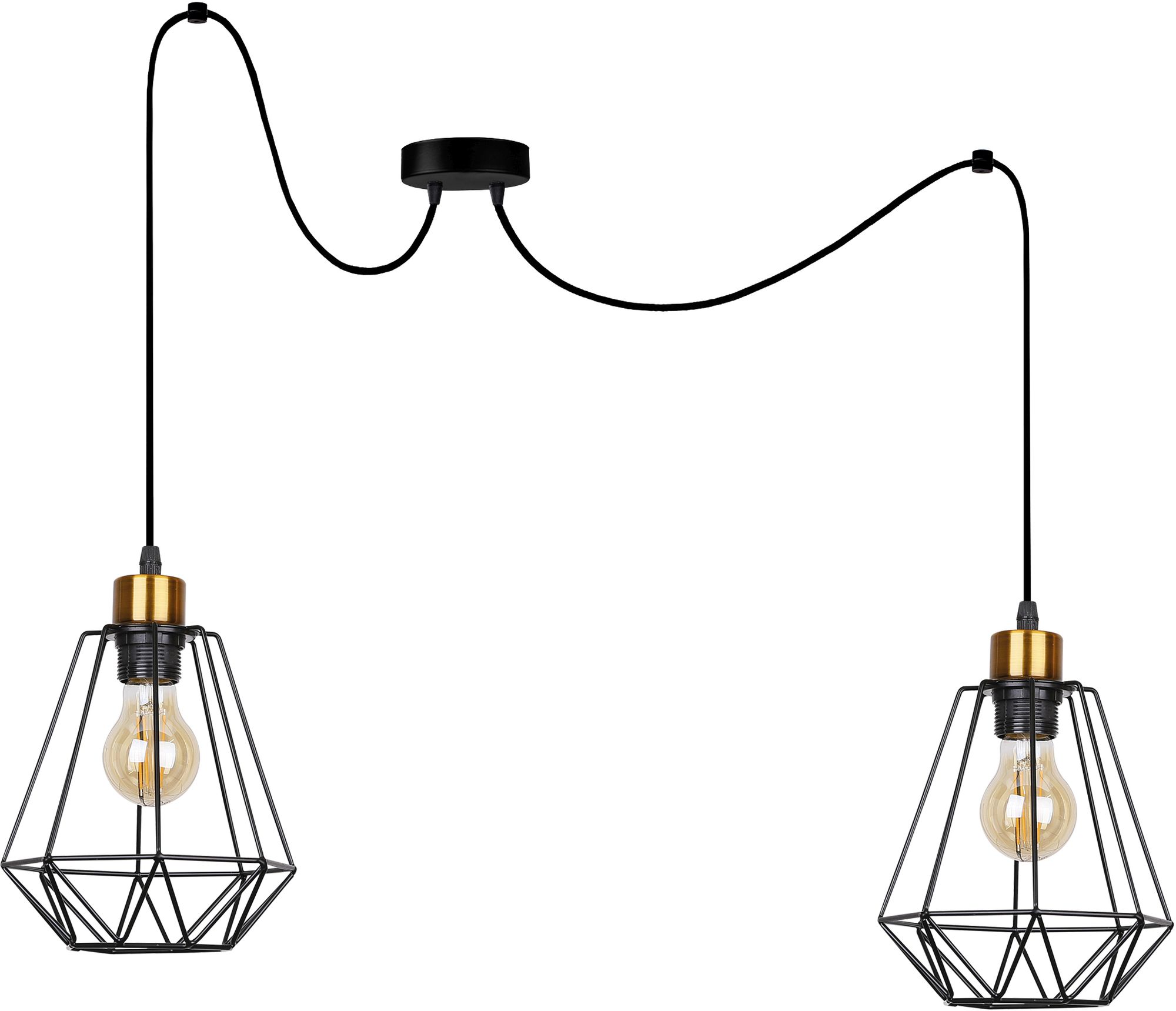 Candellux Primo Pendelleuchte 2x60 W schwarz-patina 32-00286