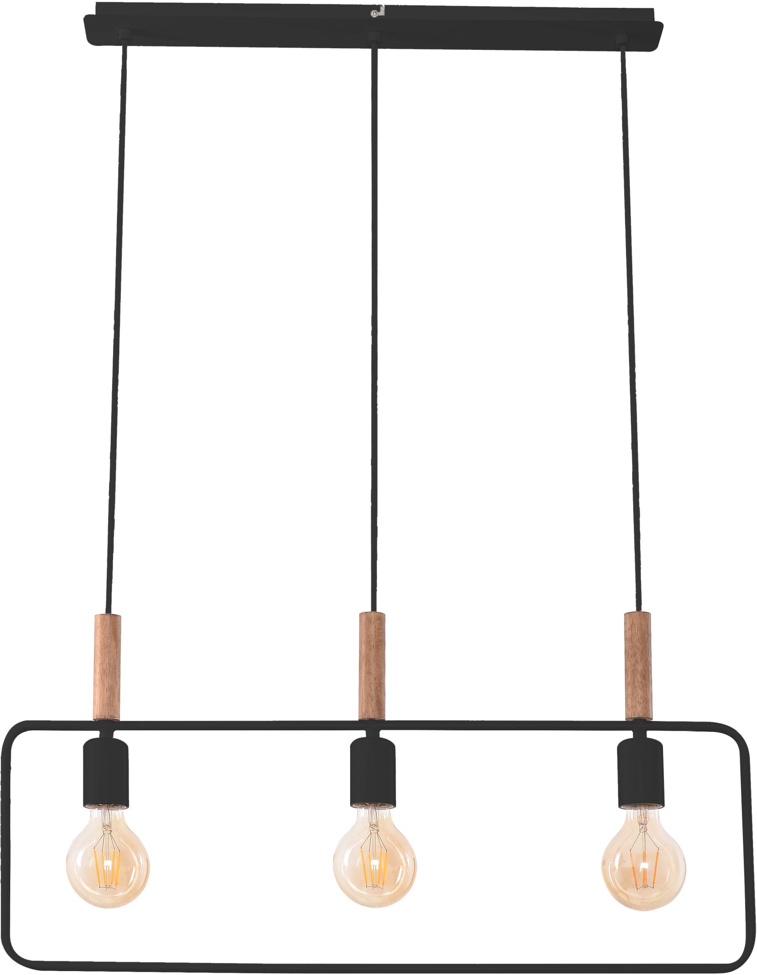 Candellux Frame Pendelleuchte 3x60 W schwarz-holz 33-73525