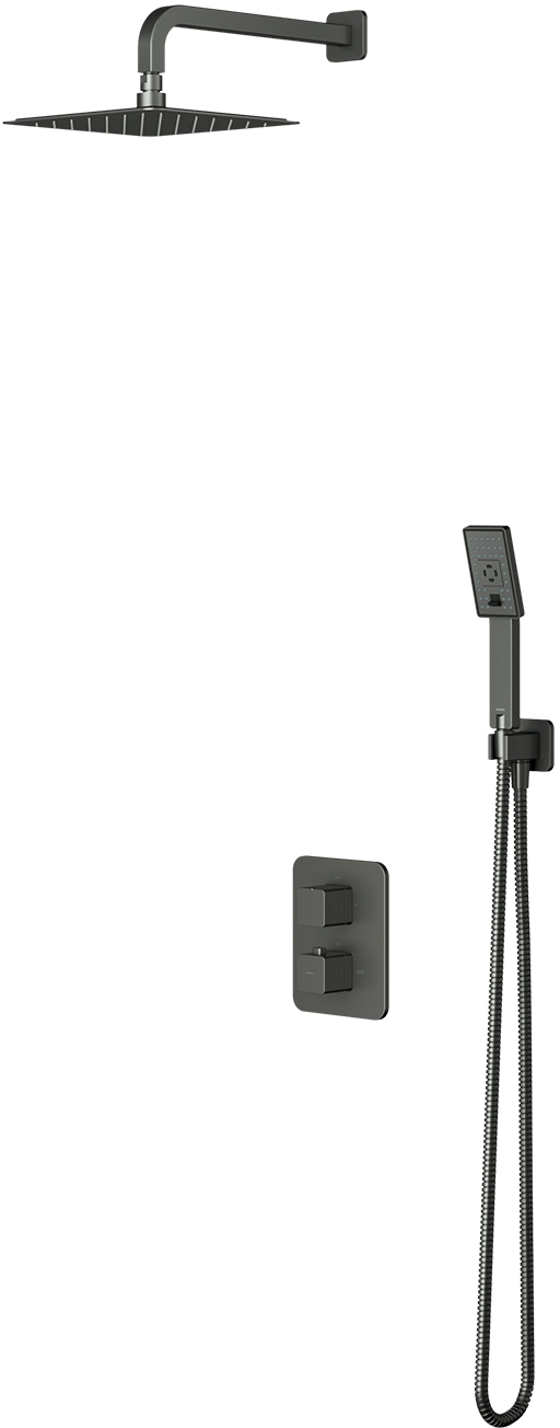 Omnires Slide Duschset Unterputz mit Thermostat mit Regenbrause graphit SYSSL11GR