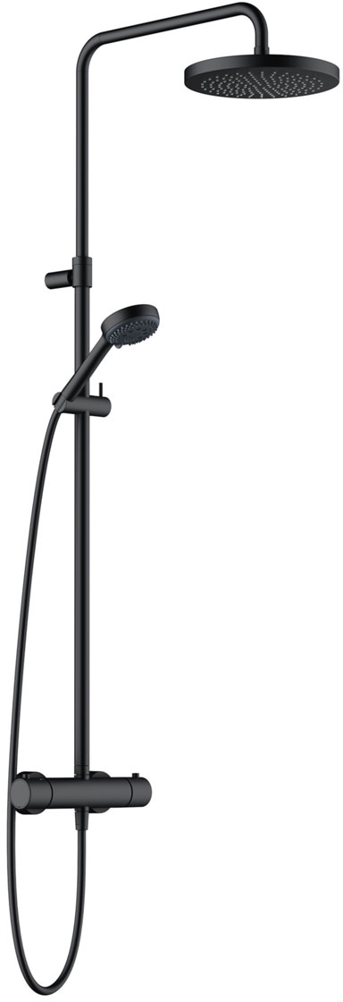 Kludi Logo Neo Duschset Wandmontage mit Thermostat mit Regenbrause schwarz 6808239-00