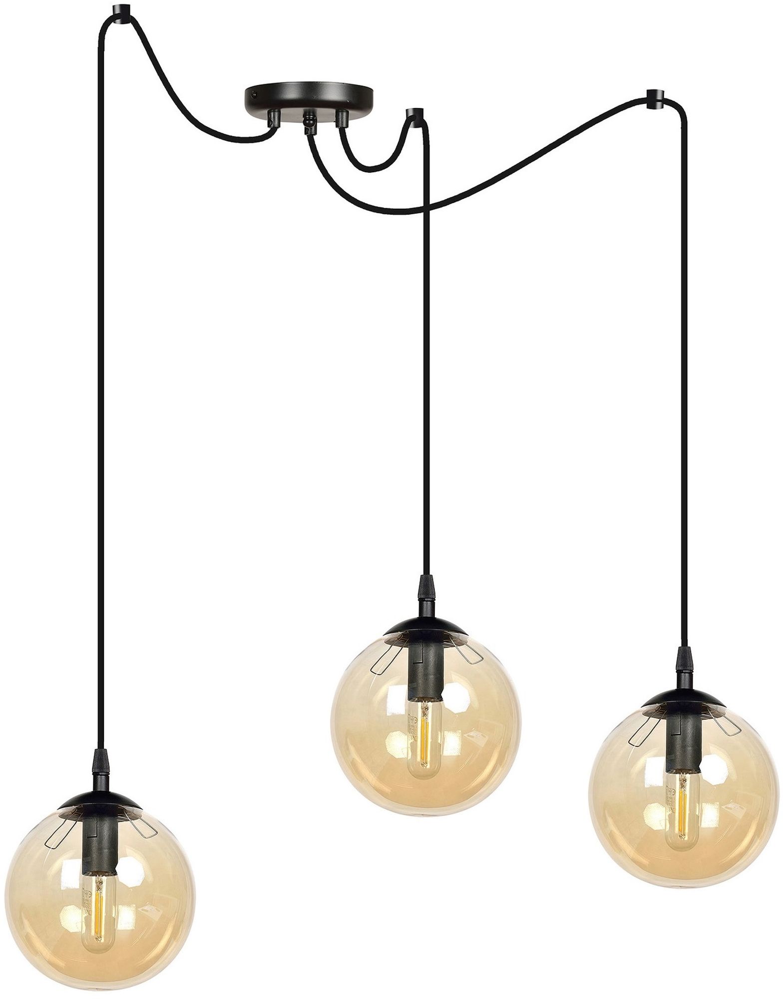 Emibig Gigi Pendelleuchte 3x10 W schwarz-bernstein 938/3