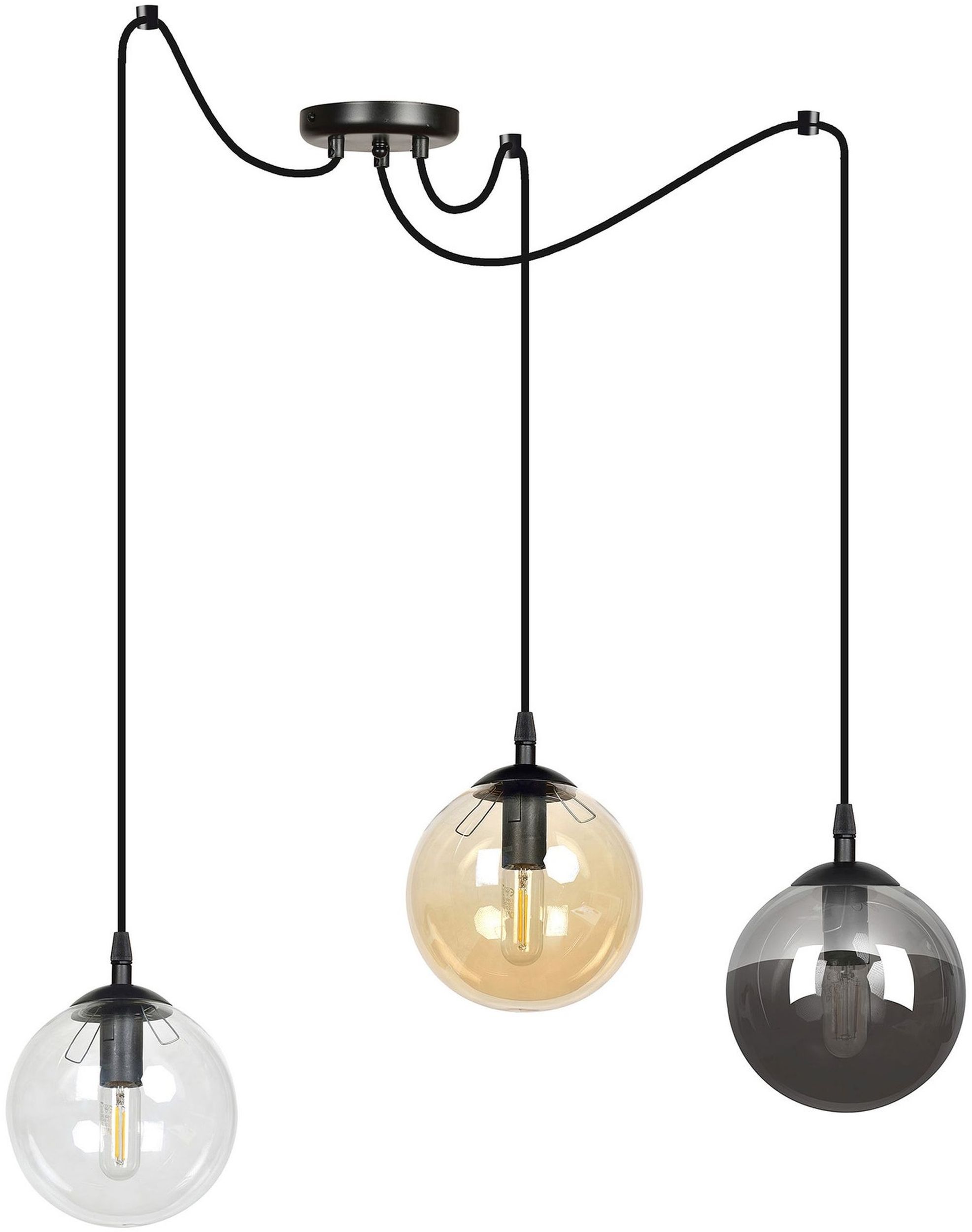 Emibig Gigi Pendelleuchte 3x10 W schwarz-transparent-bernstein-graphit 939/3