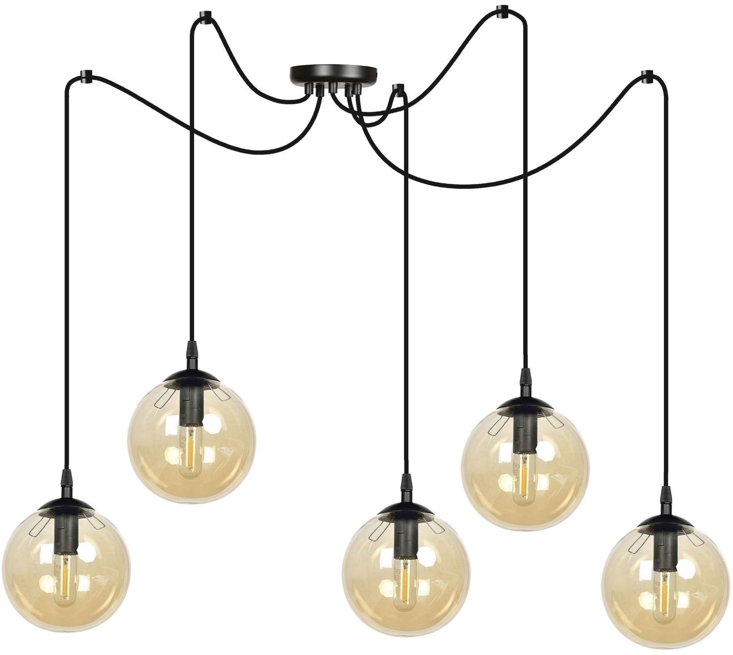 Emibig Gigi Pendelleuchte 5x10 W schwarz-bernstein 938/5