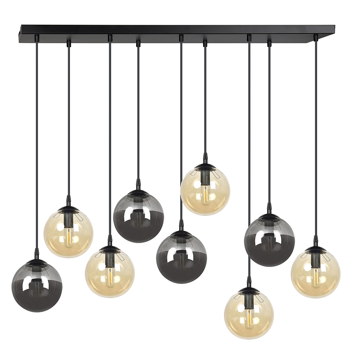 Emibig Cosmo Pendelleuchte x10 W schwarz-bernstein-graphit 714/9M1