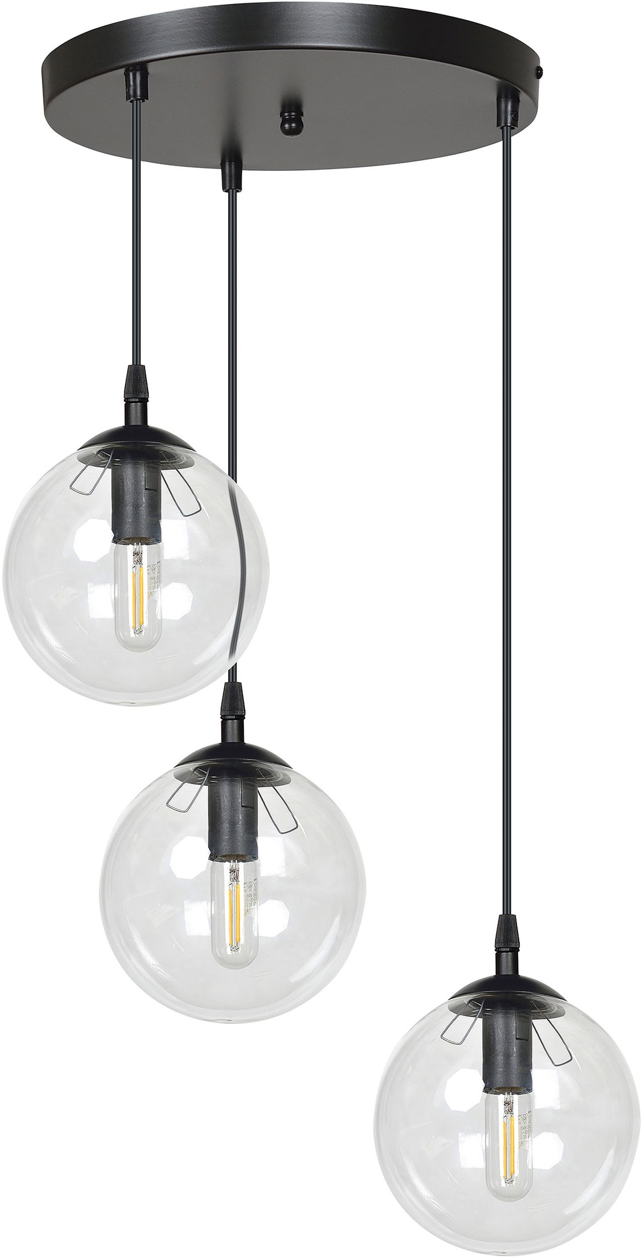 Emibig Cosmo Pendelleuchte 3x10 W schwarz-transparent 711/3PREM