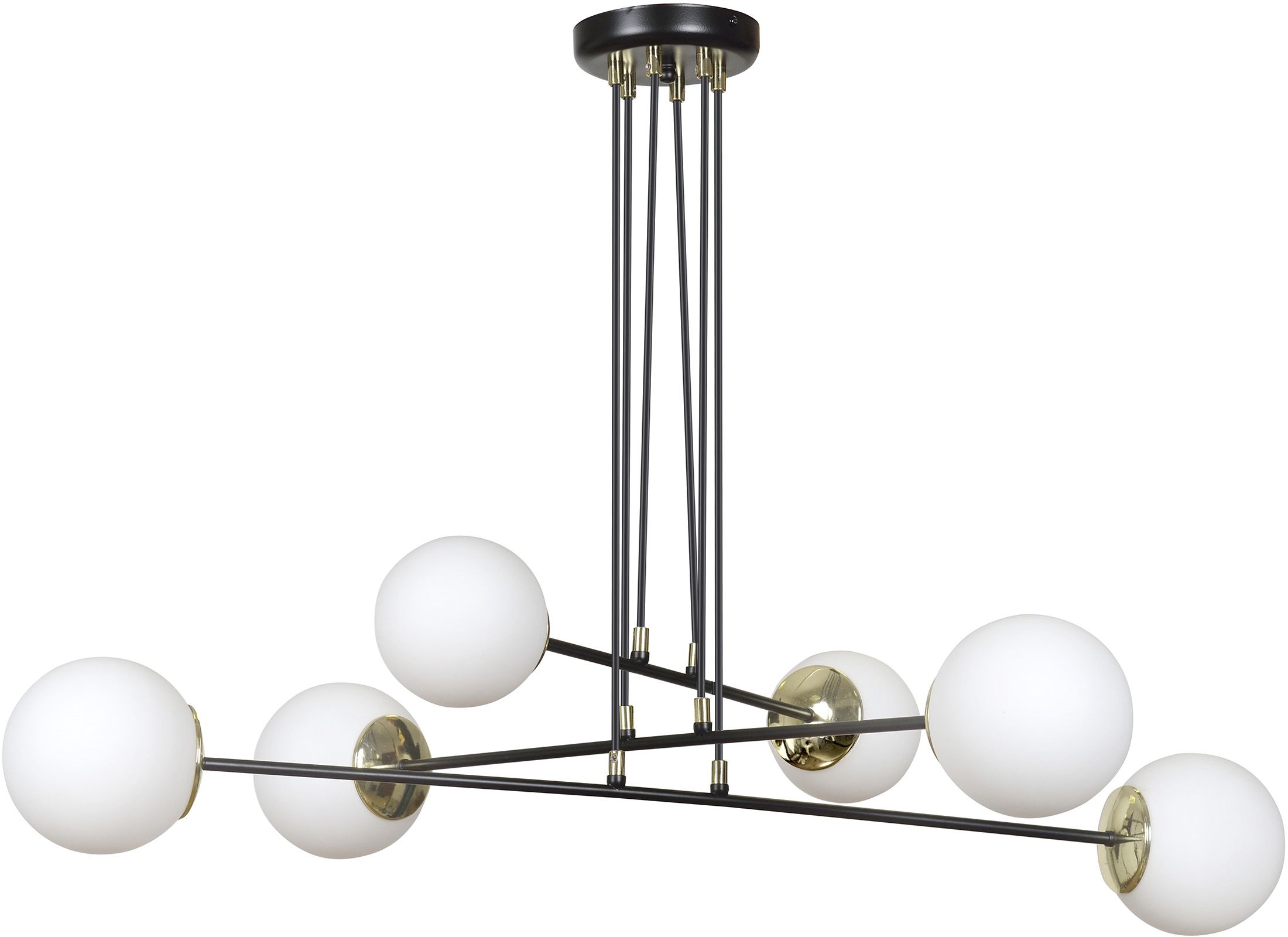 Emibig Ognis Pendelleuchte 6x10 W schwarz-gold-milchig 966/6