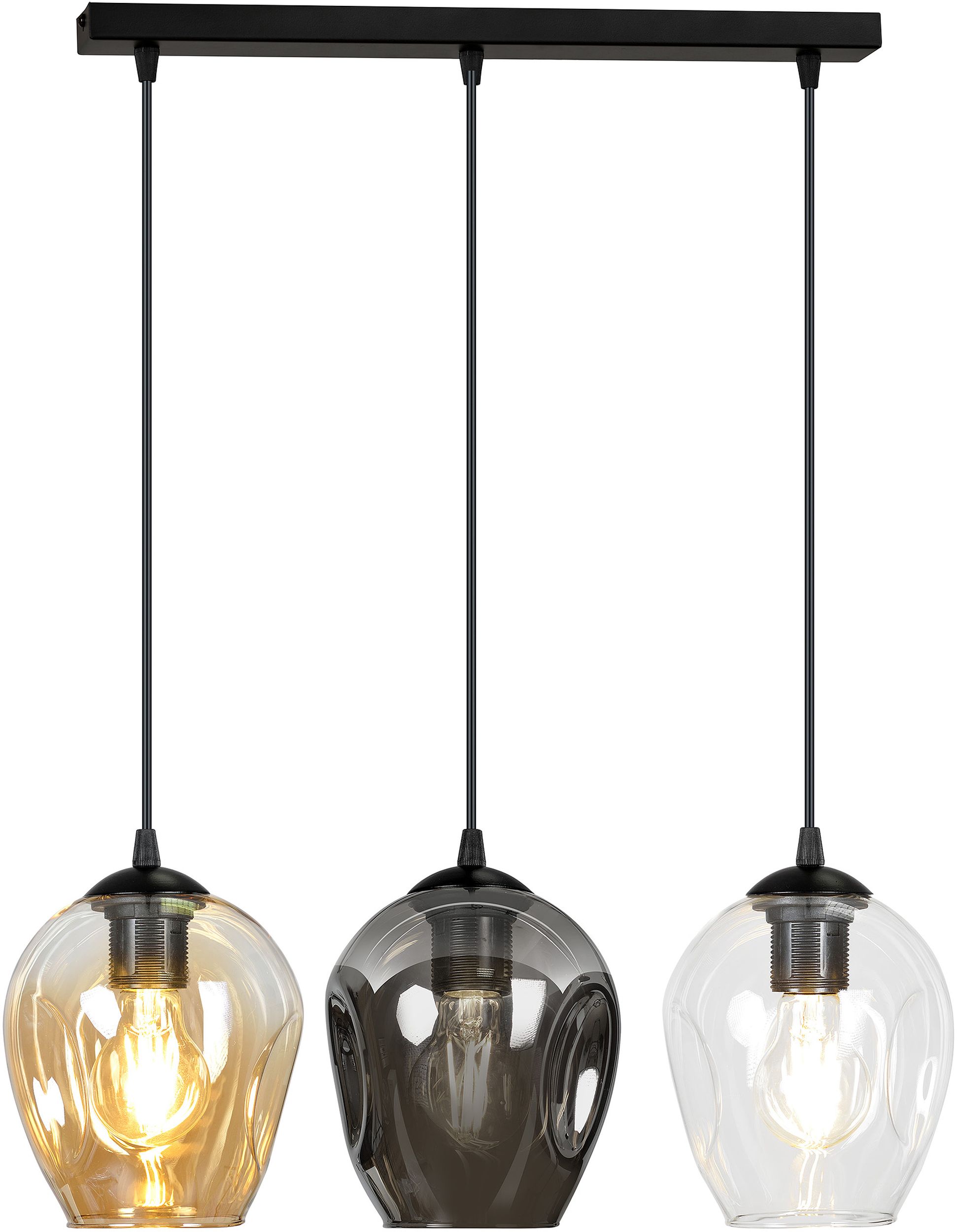 Emibig Istar Pendelleuchte 3x15 W schwarz-transparent-bernstein-graphit 678/3