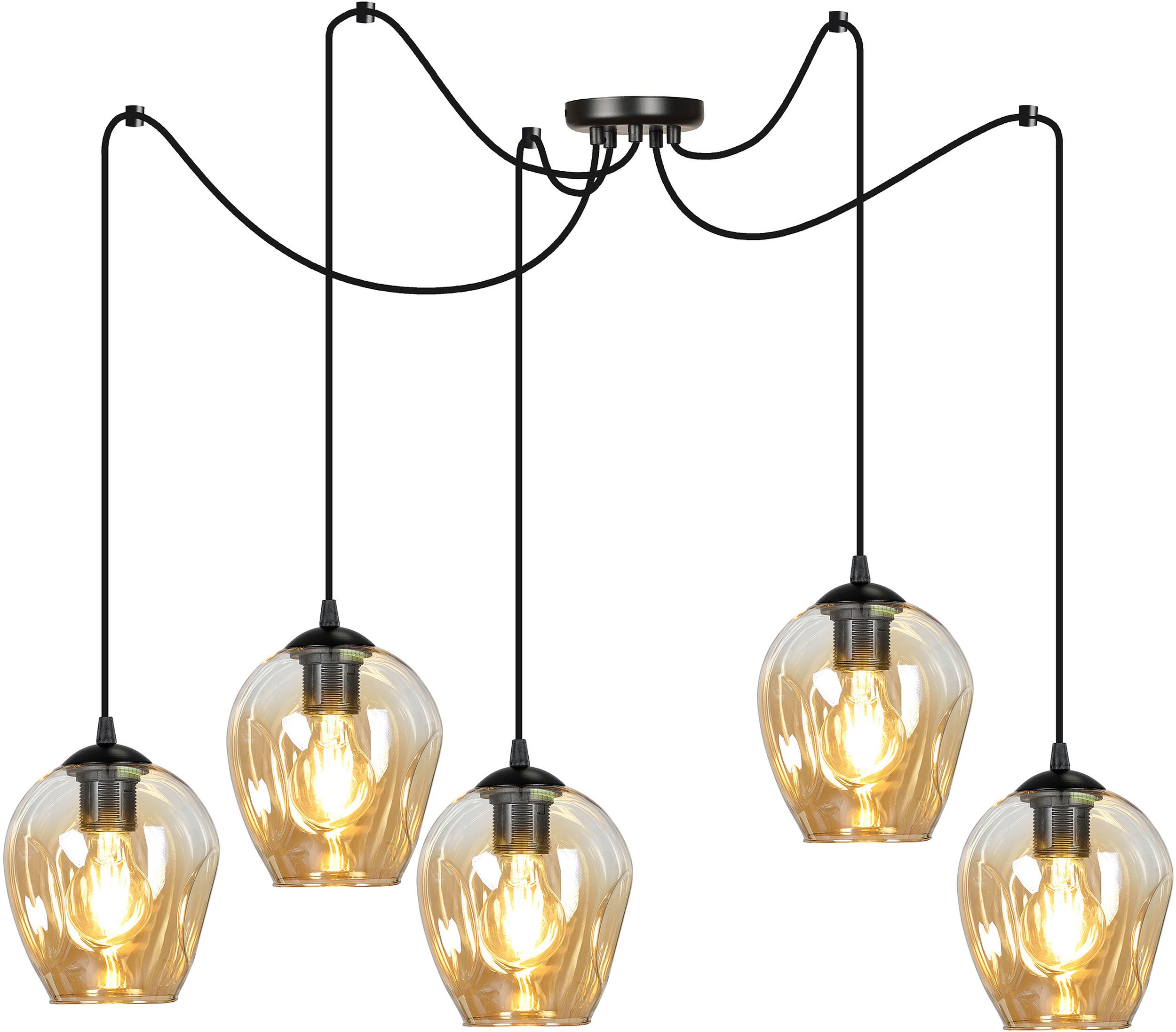 Emibig Level Pendelleuchte 5x15 W schwarz-bernstein 758/5