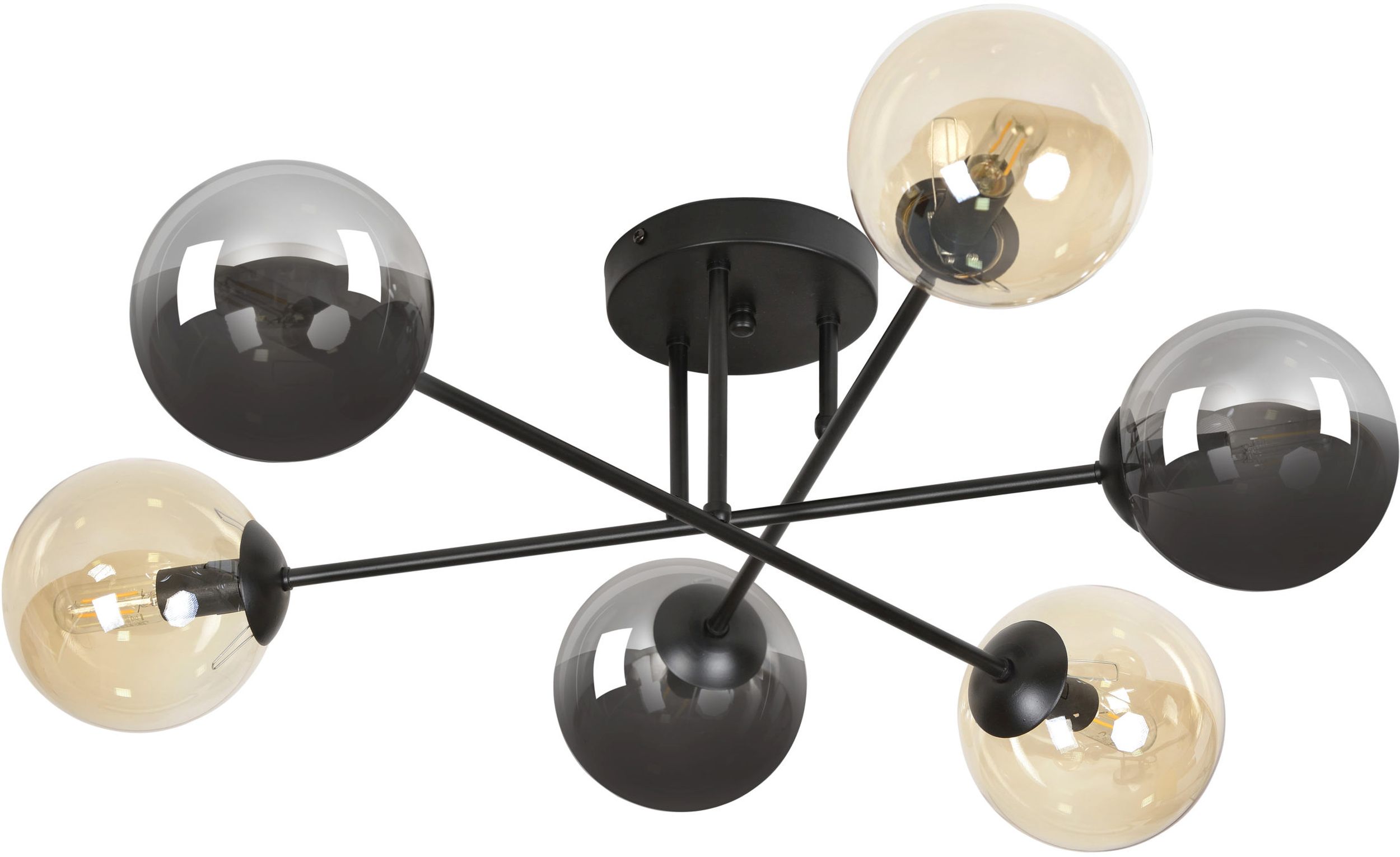 Emibig Brendi Deckenlampe 6x10 W schwarz-bernstein-graphit 834/6B3