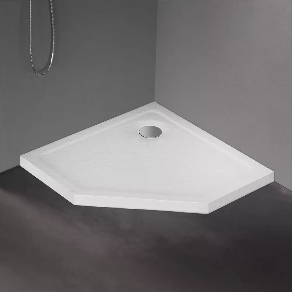 New Trendy Mild Stone Fünfeckige Duschwanne 90x90 cm schwarz B-0582