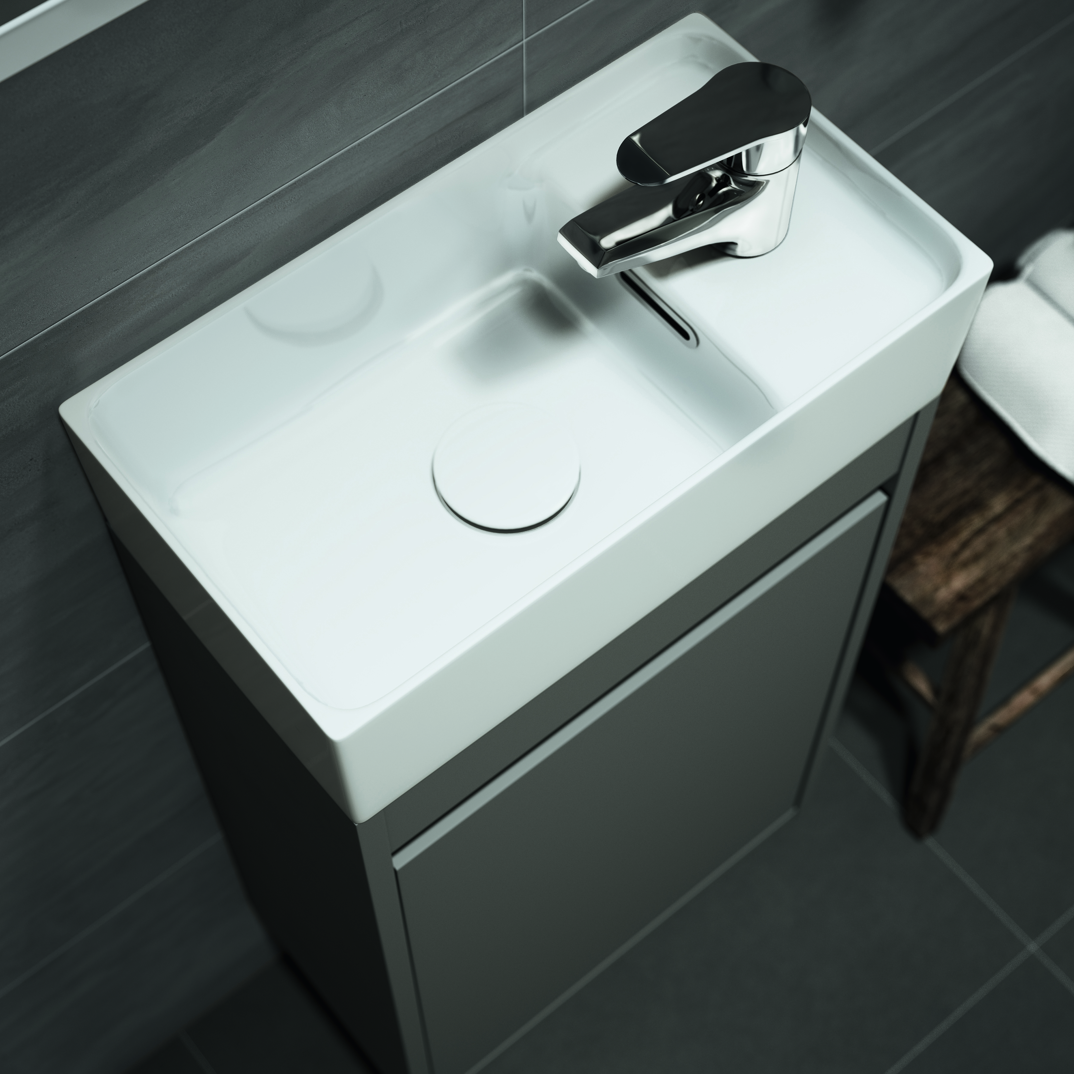 Set Kabinett Cersanit Crea S924-014, Waschbecken Cersanit Crea K114-004