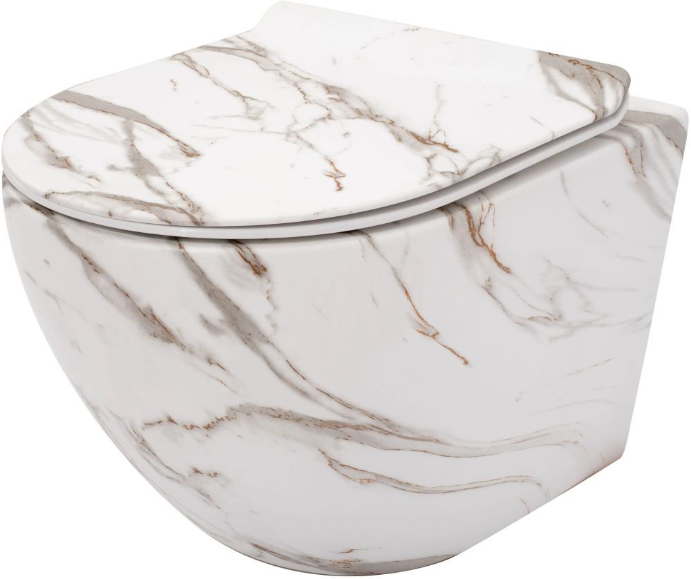 Rea Carlos WC-Set mit Sitz hängend Spülrandlos weiß Matte Steinimitation REA-C8004