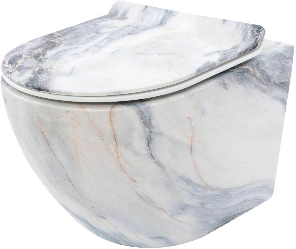 Rea Carlos WC-Set mit Sitz hängend Spülrandlos weiß Matte Steinimitation REA-C8003