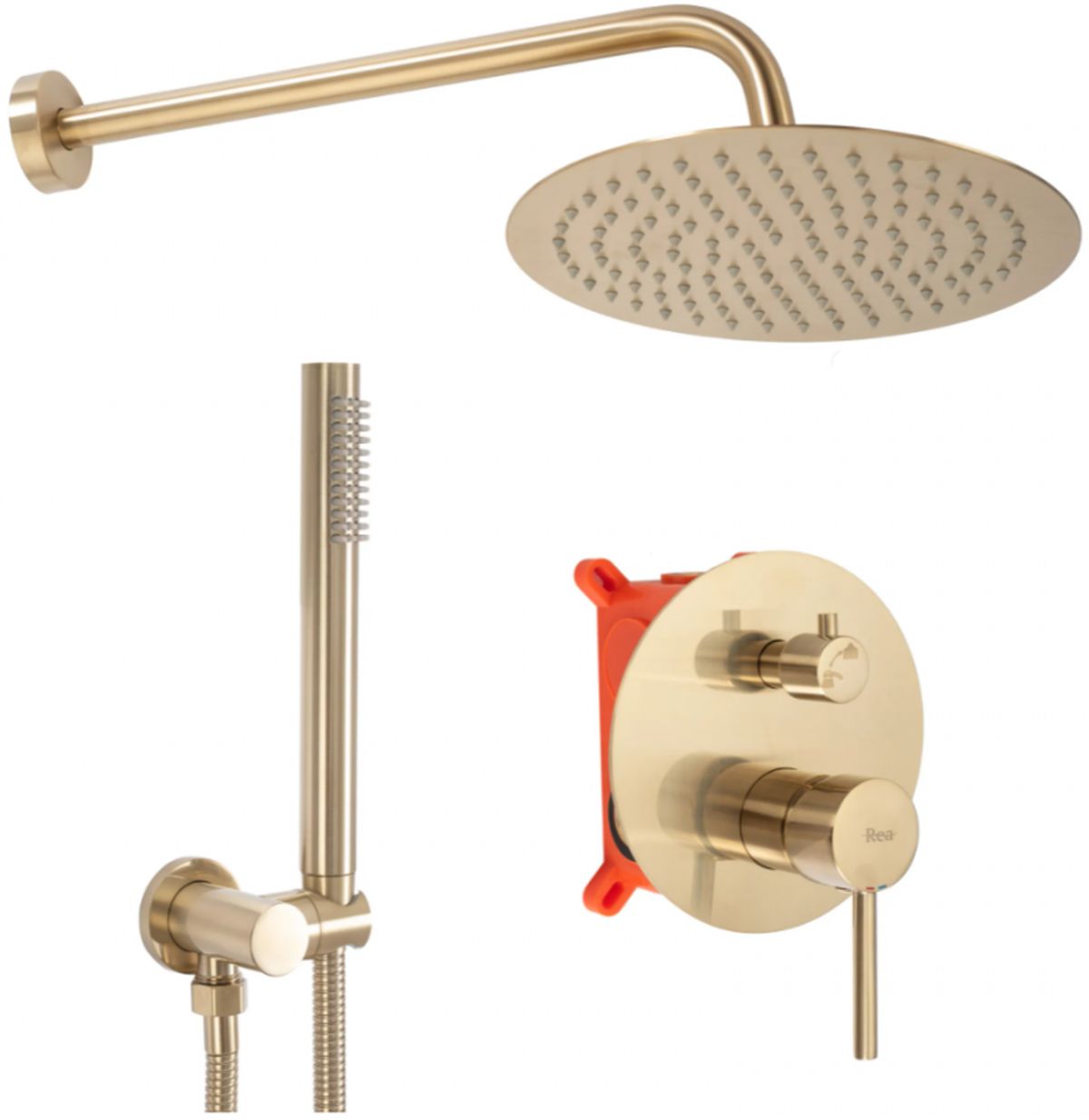 Rea Lungo Duschset Unterputz mit Regenbrause gold REA-P4160