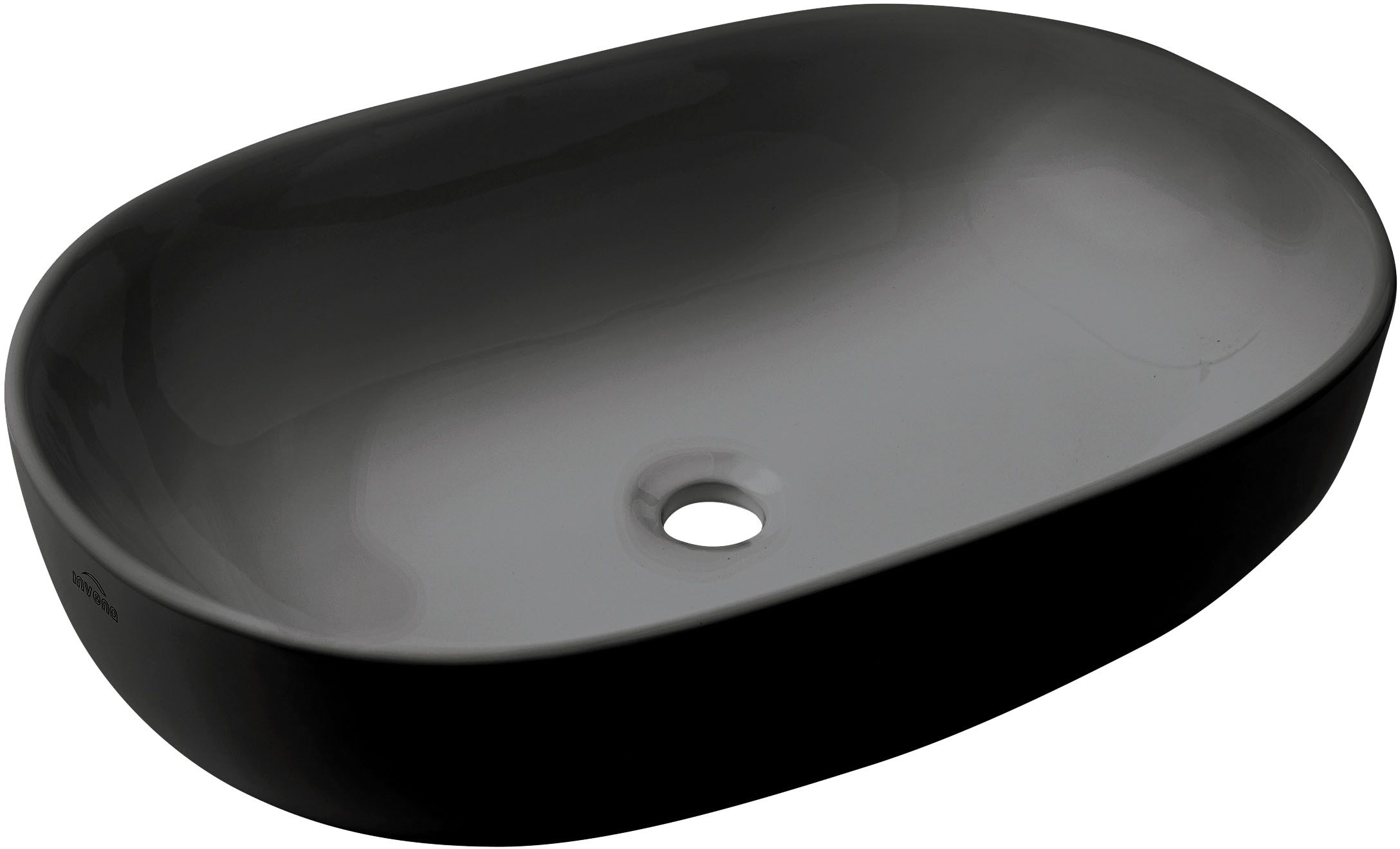 Invena Korfu Waschbecken 60x42 cm oval Aufsatzwaschbecken schwarz CE-34-005