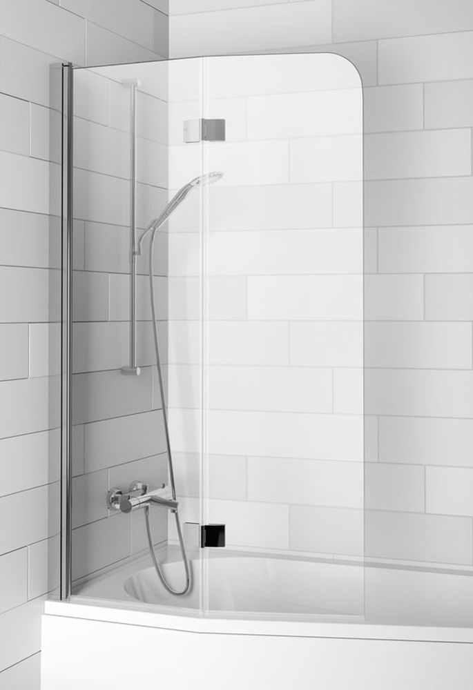 Riho Novik Badewannenabtrennung 90 cm zweigeteilt chrom Glanz/durchsichtiges Glas G003040120