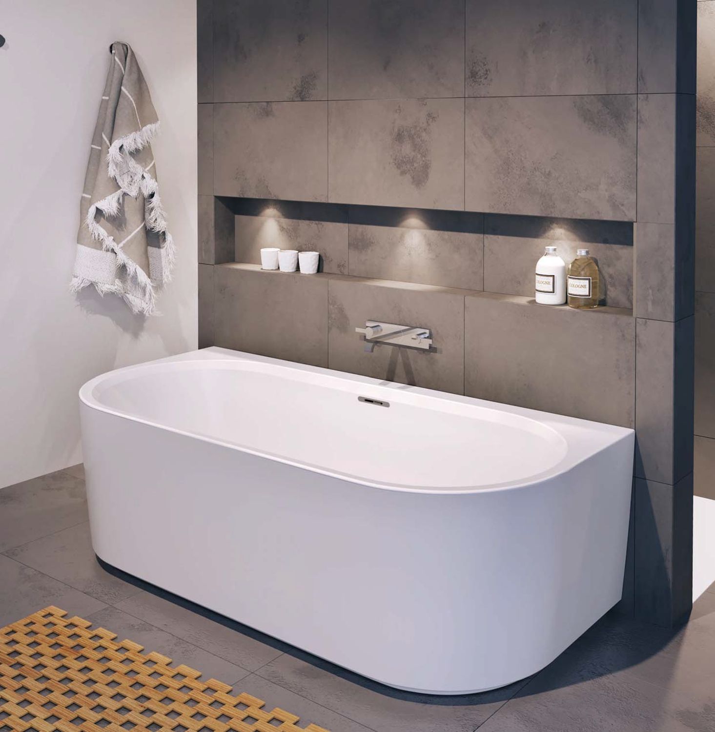 Riho Desire Wandmontierte Badewanne 184x84 cm rechteckig weiß B089001005