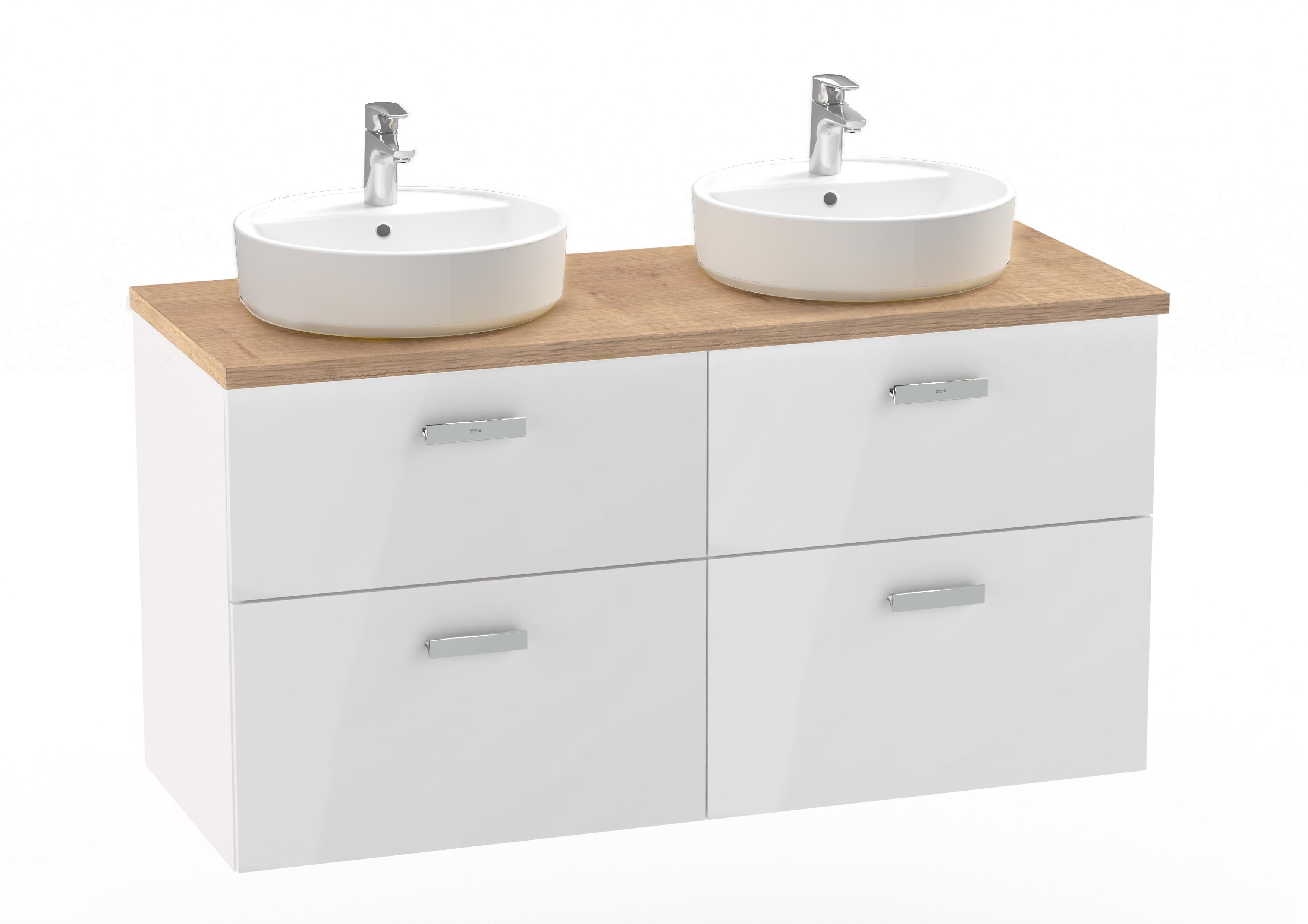 Roca Victoria Pro Schrank mit Arbeitsplatte 119x46x56.5 cm Unterschrank hängend weiß-eiche A851901806