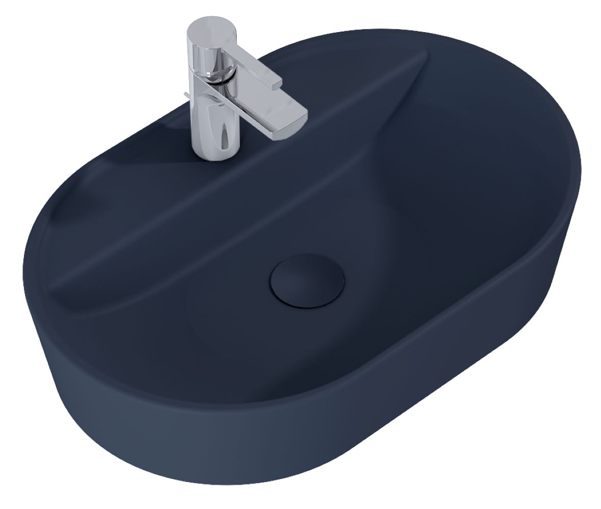 Elita Babette Waschbecken 62x41.2 cm oval Aufsatzwaschbecken blau RE040620017030