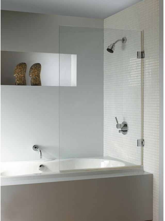 Riho Scandic Badewannenabtrennung 100 cm einteilig schwarz Matte/durchsichtiges Glas G001134121